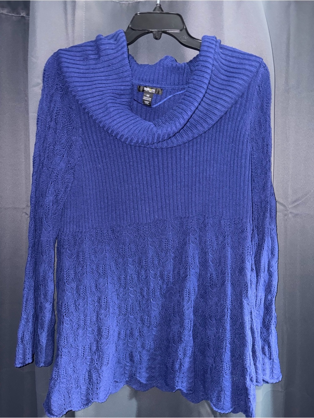 Style & Co. Royal Blue Cowl Neck Knit Sweater